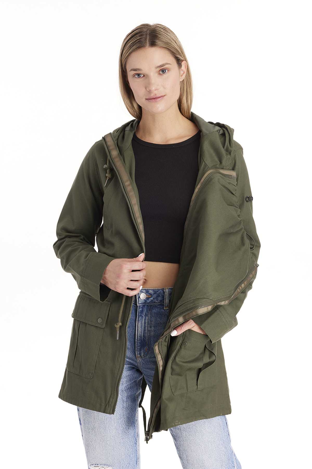 Lara - 3 in 1 Cotton Maternity Jacket Military Style