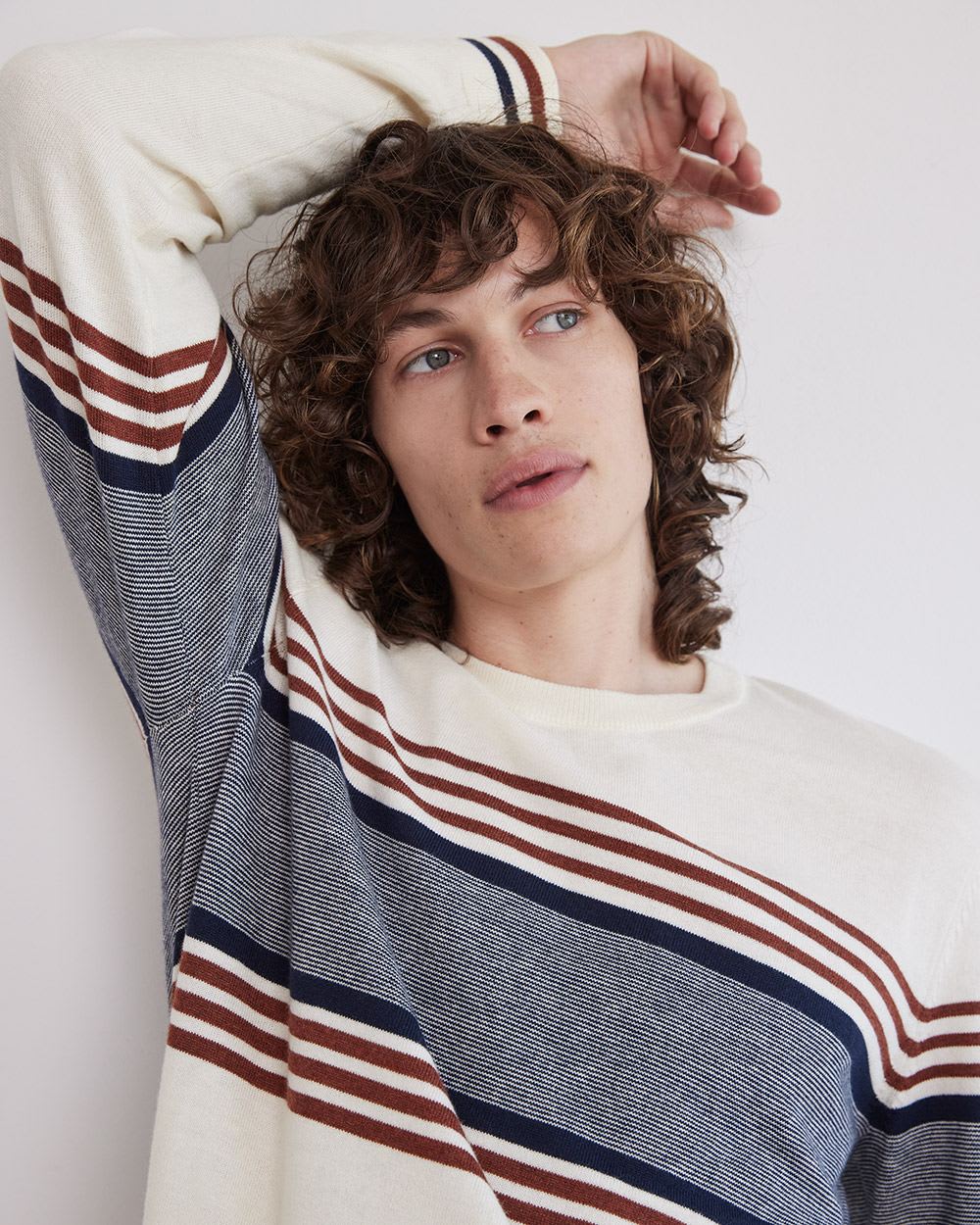 Crew-Neck Sweater with Colour Blocks