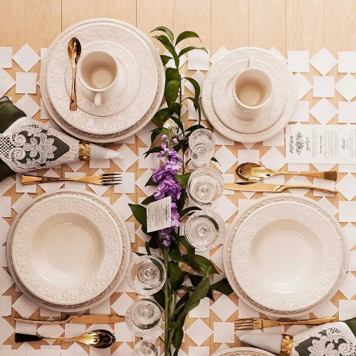 Oxford Mendi Ivory 20 Pieces Dinnerware Set Service for 4