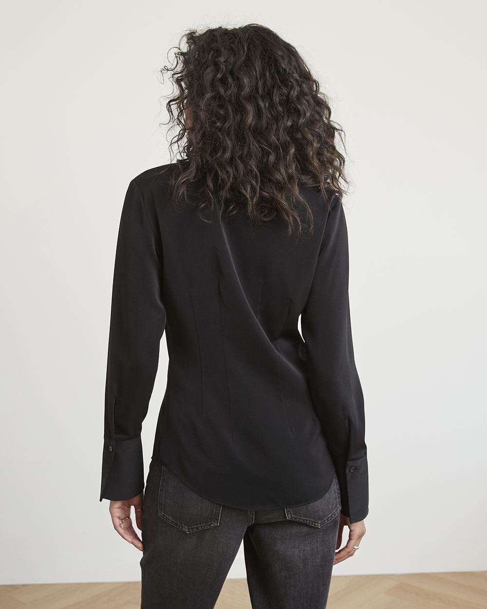 Long-Sleeve Buttoned-Down Twill Blouse