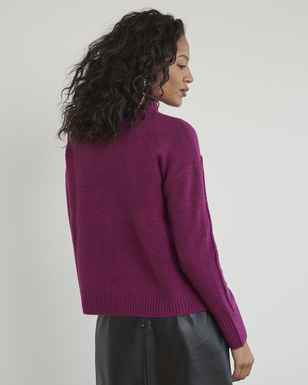 Long-Sleeve Mock-Neck Sweater with Braided Heart