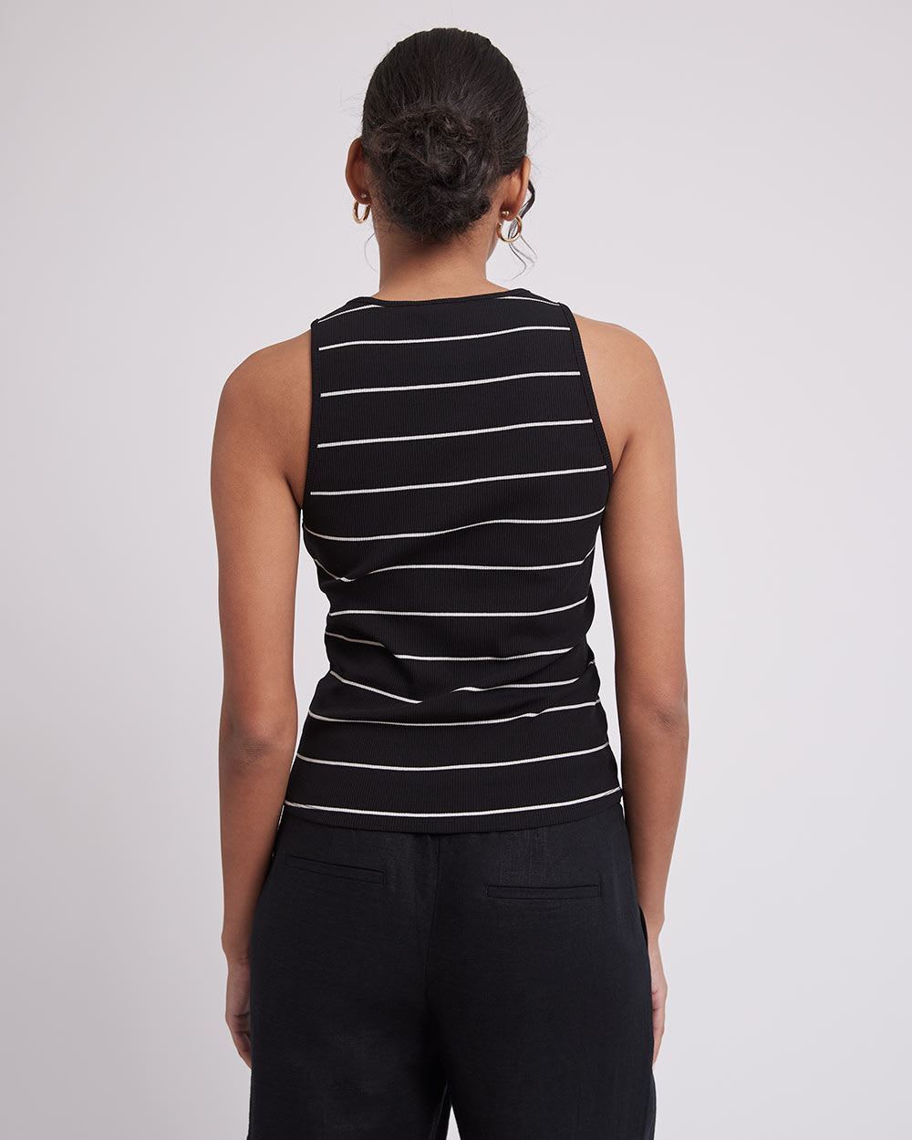 Crew-Neck Striped Ribbed Cami