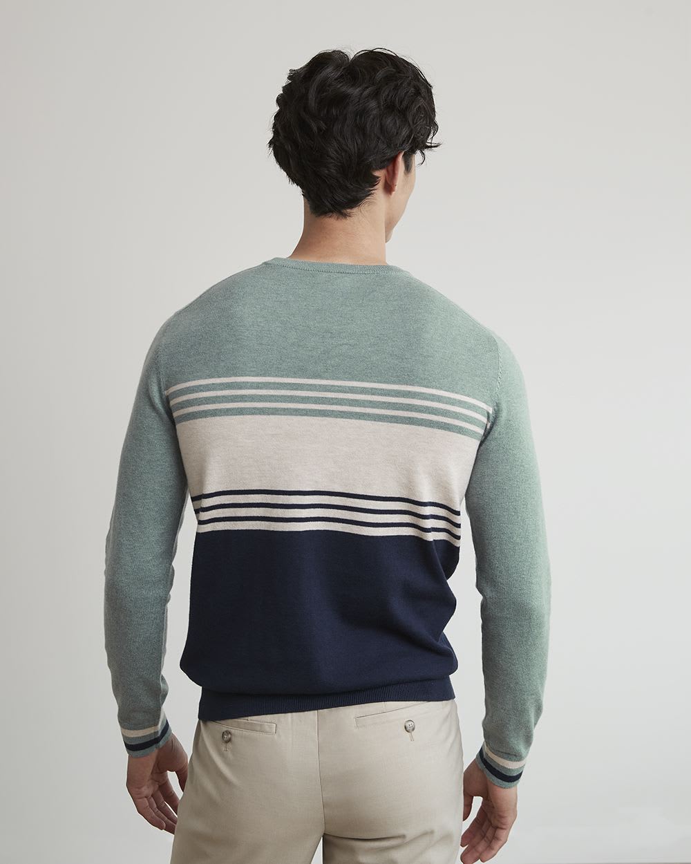Crew-Neck Sweater with Colour Blocks