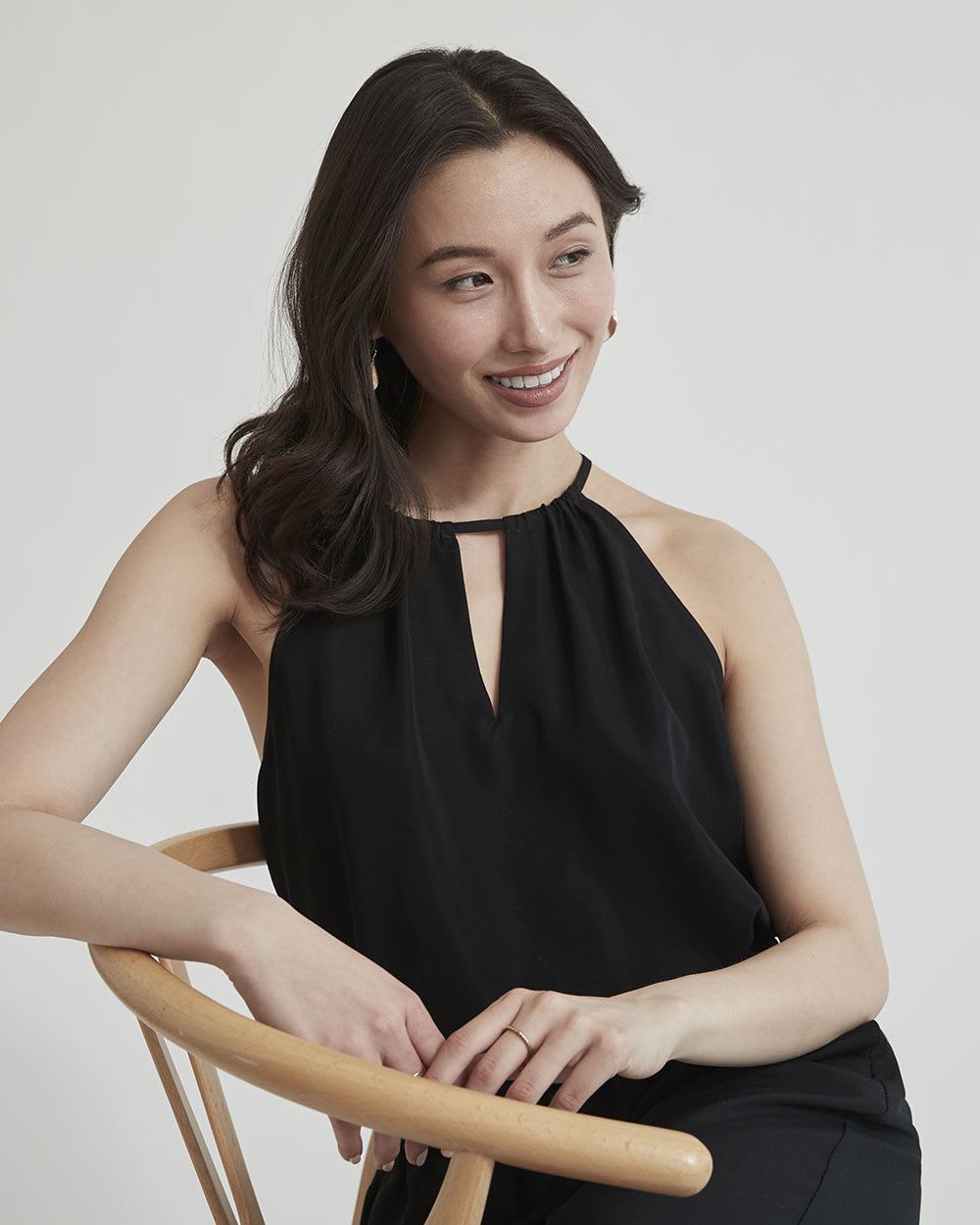 Sleeveless Blouse with Halter Neckline