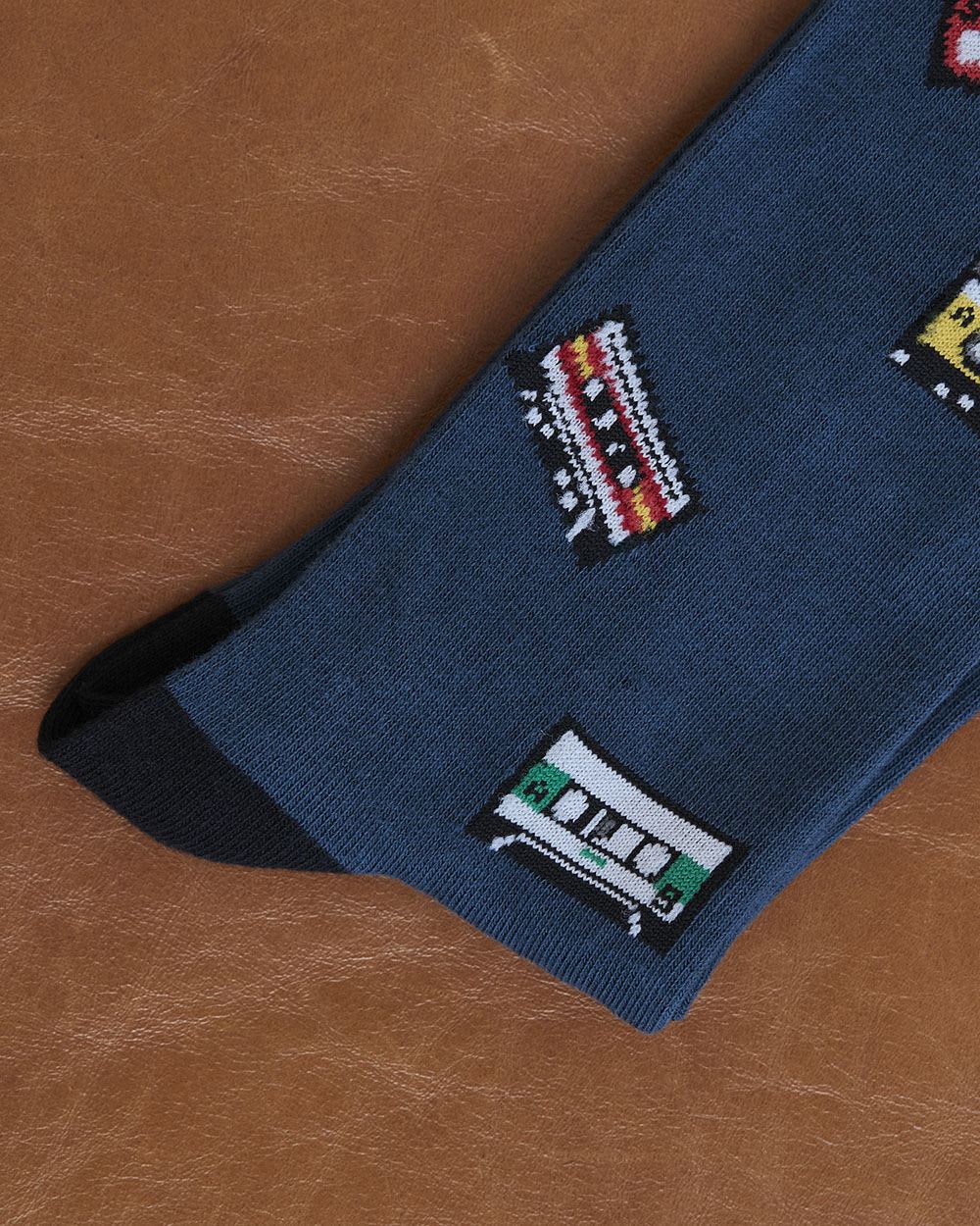Navy Socks with Audio Cassettes