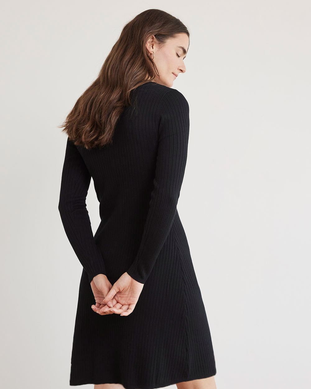Long-Sleeve Round-Neck A-Line Mini Dress