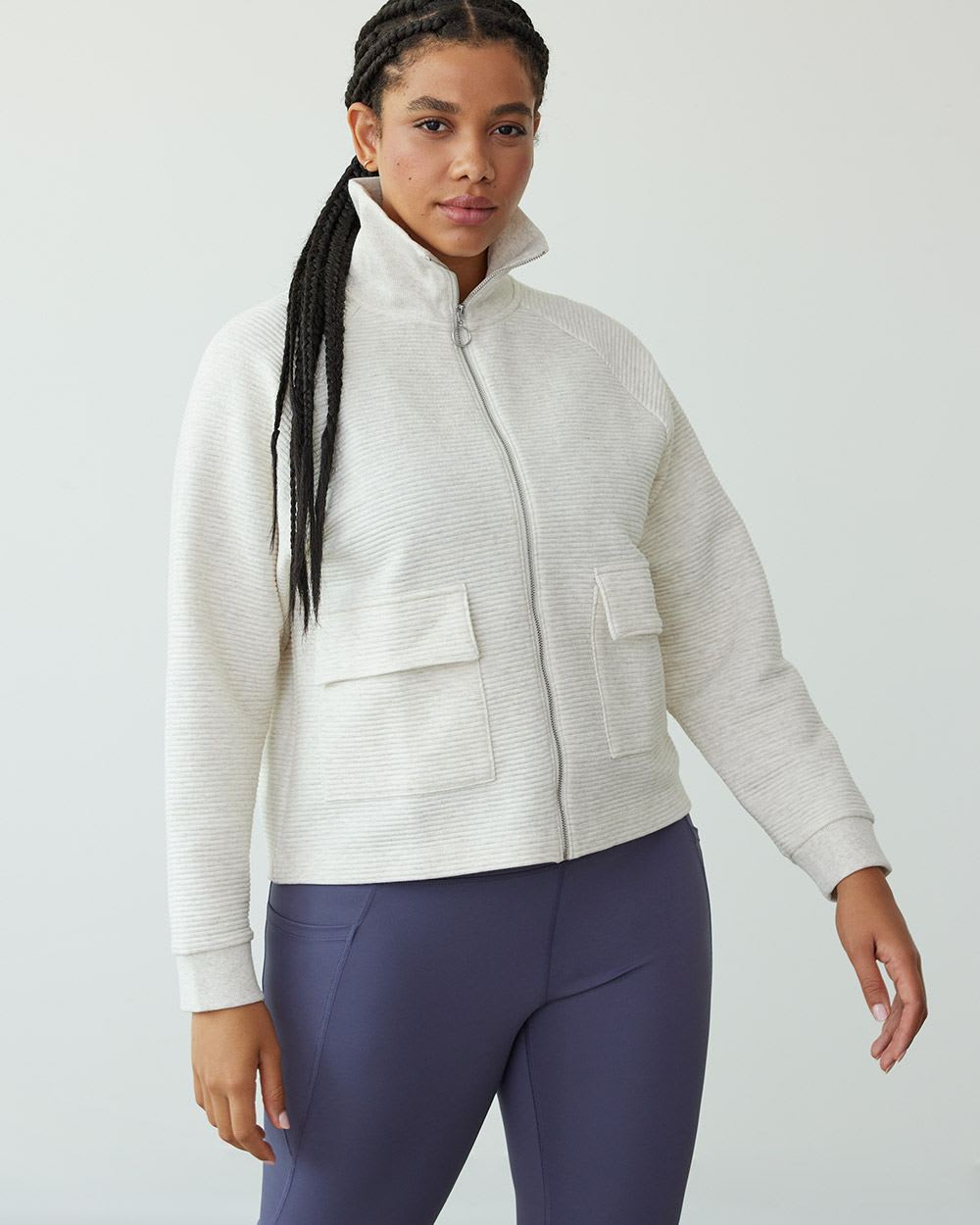 Textured Jacket with Mock Neckline, Hyba