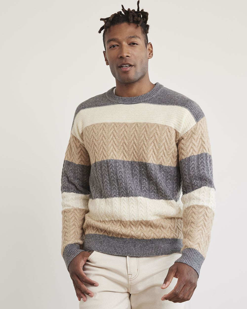 Striped Long-Sleeve Crew-Neck Sweater