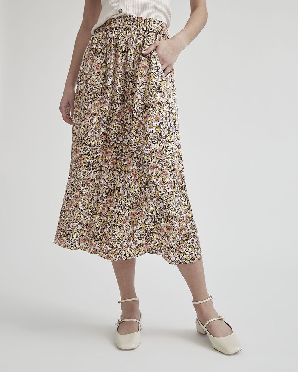 High-Waisted Flare Fluid Maxi Skirt