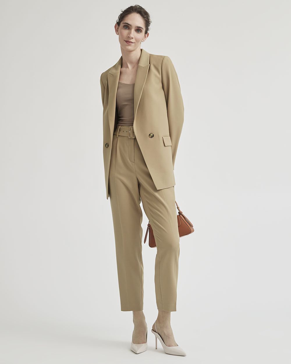 High-Rise Tapered Ankle Leg Pant With Belt