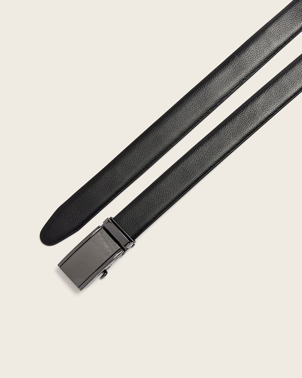 Textured Leather Belt With Automatic Buckle