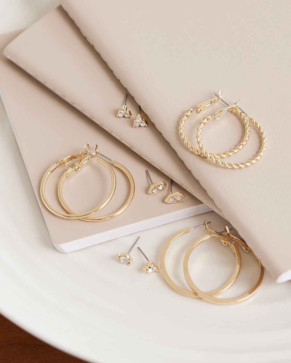 Hoops and Stud Earrings, Set of 6