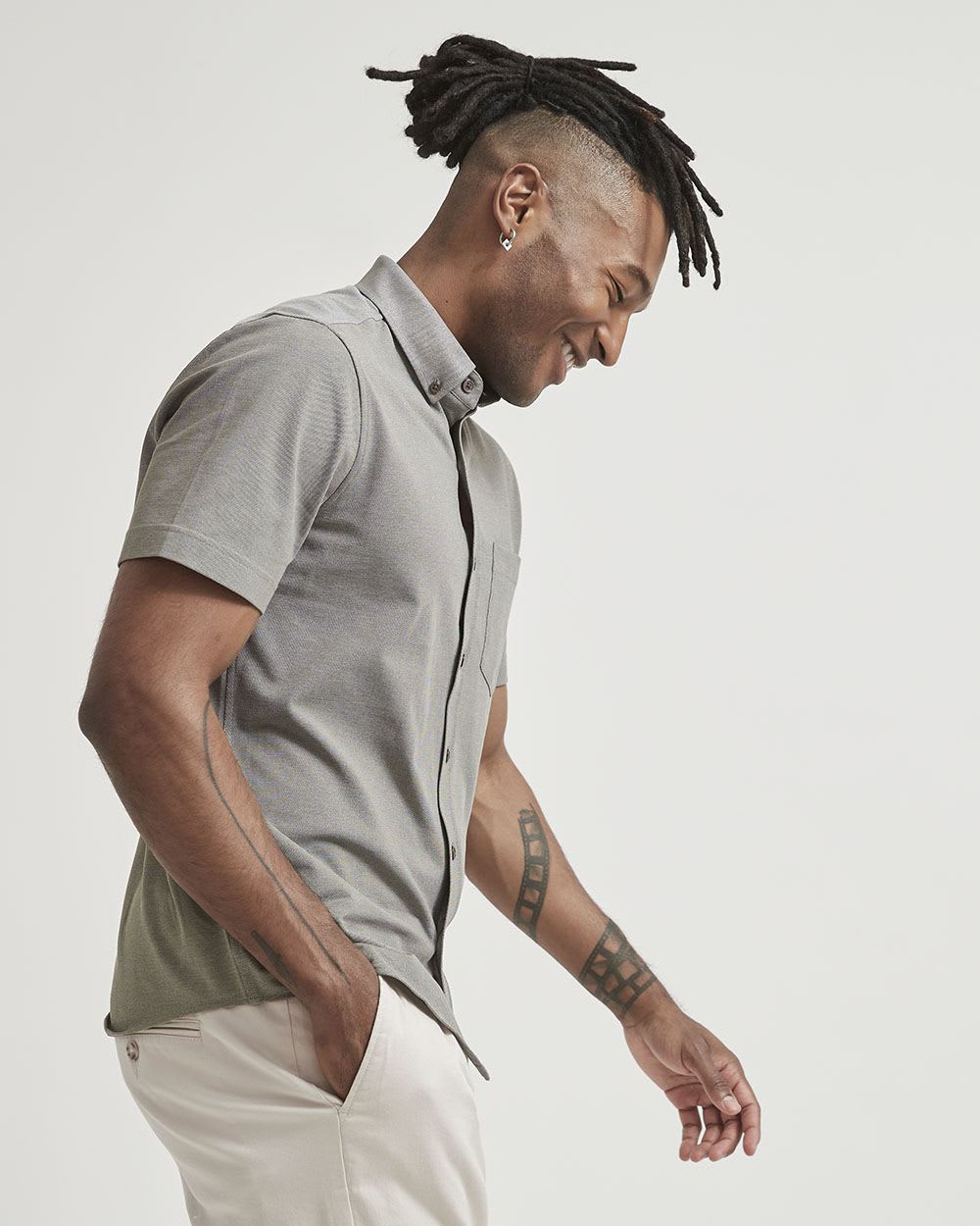 Two-Tone Short Sleeve Knit Shirt