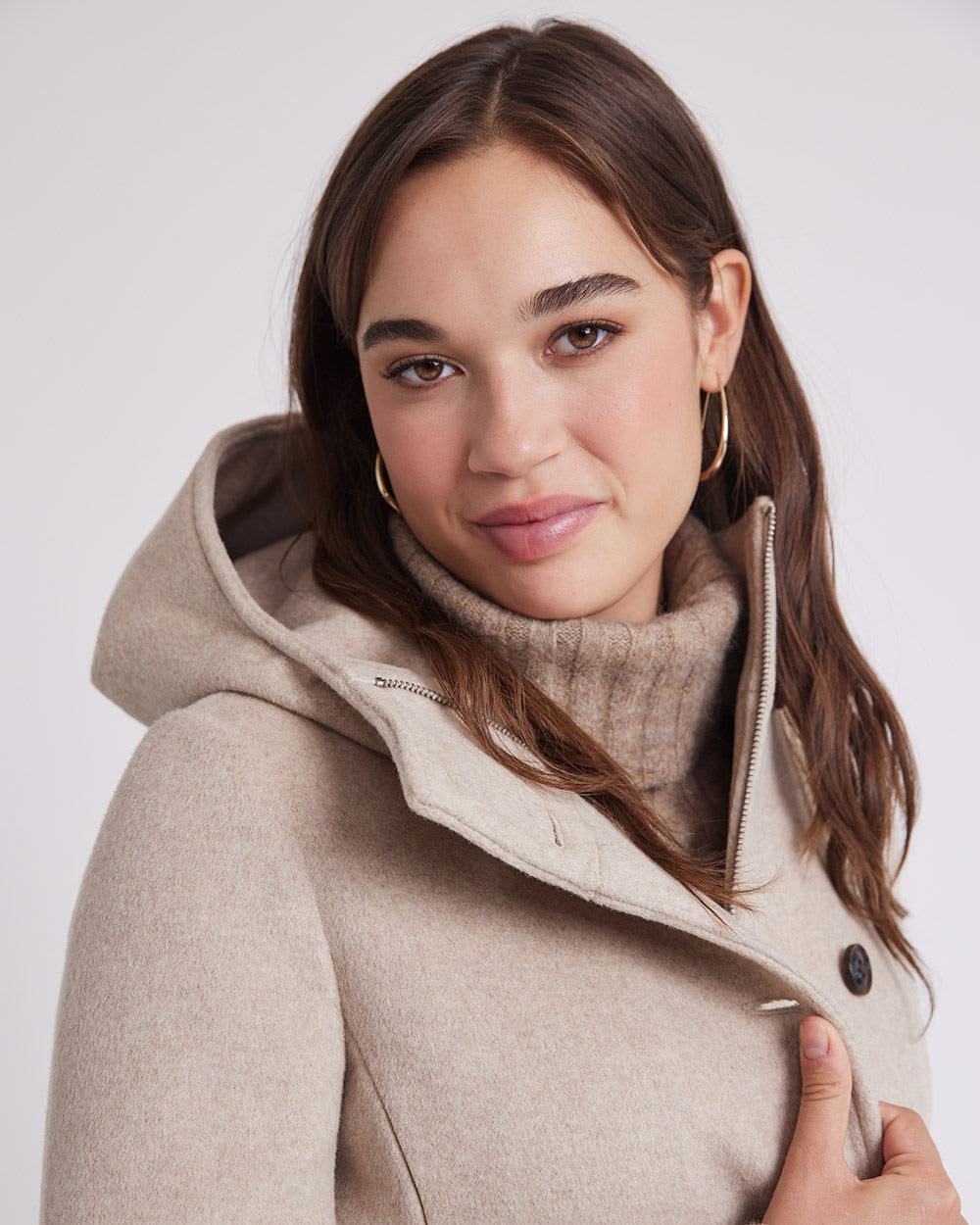 Classic Wool Coat with Hooded High Neckline