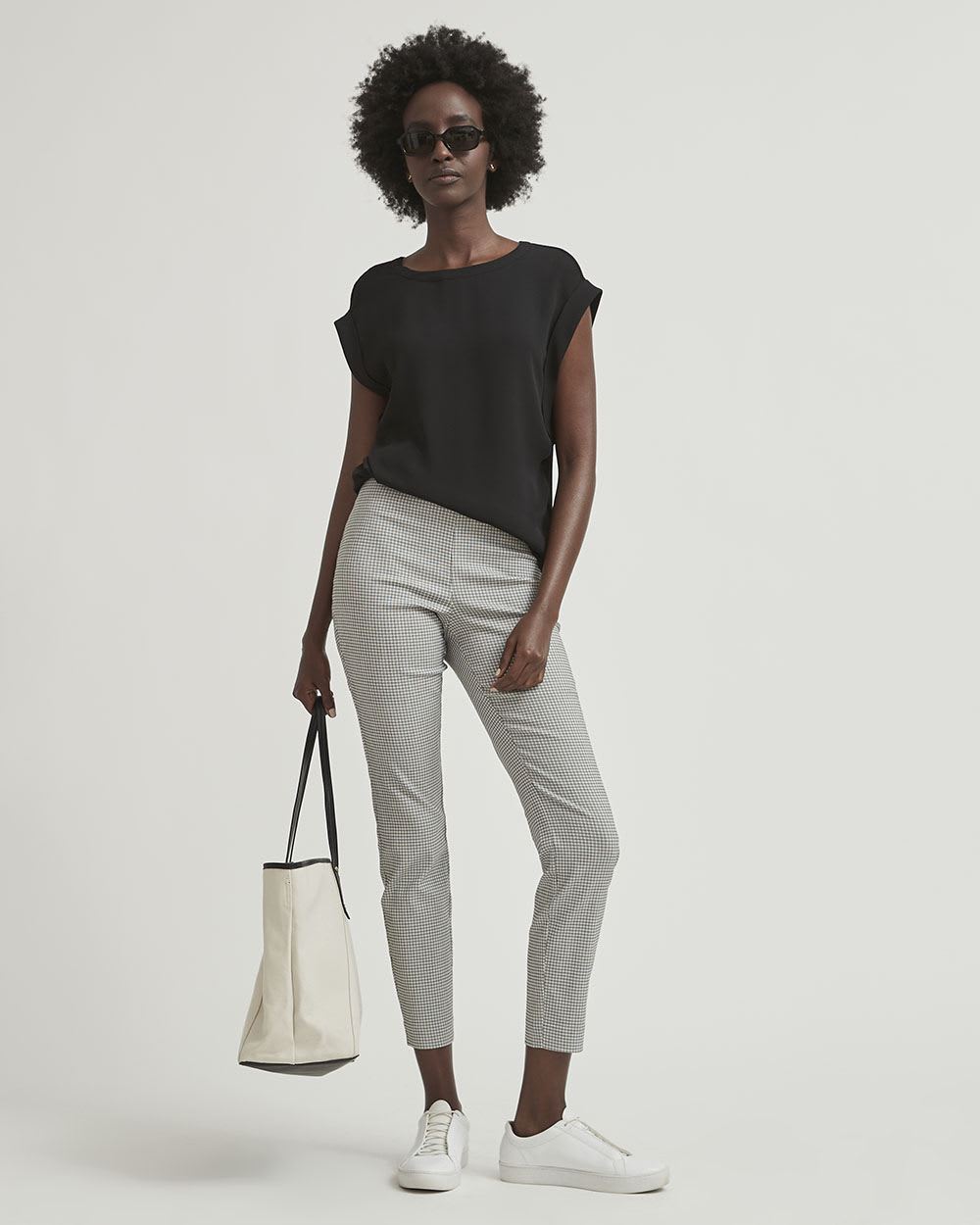 Mix-Media Extended-Sleeve Crew-Neck T-Shirt