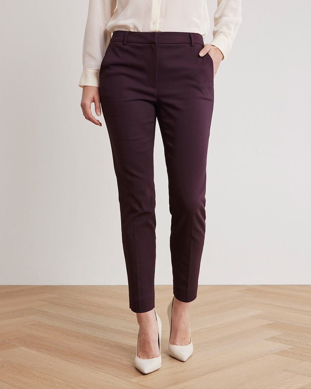 Mid-Rise Slim-Leg Solid Signature Pant - 28"