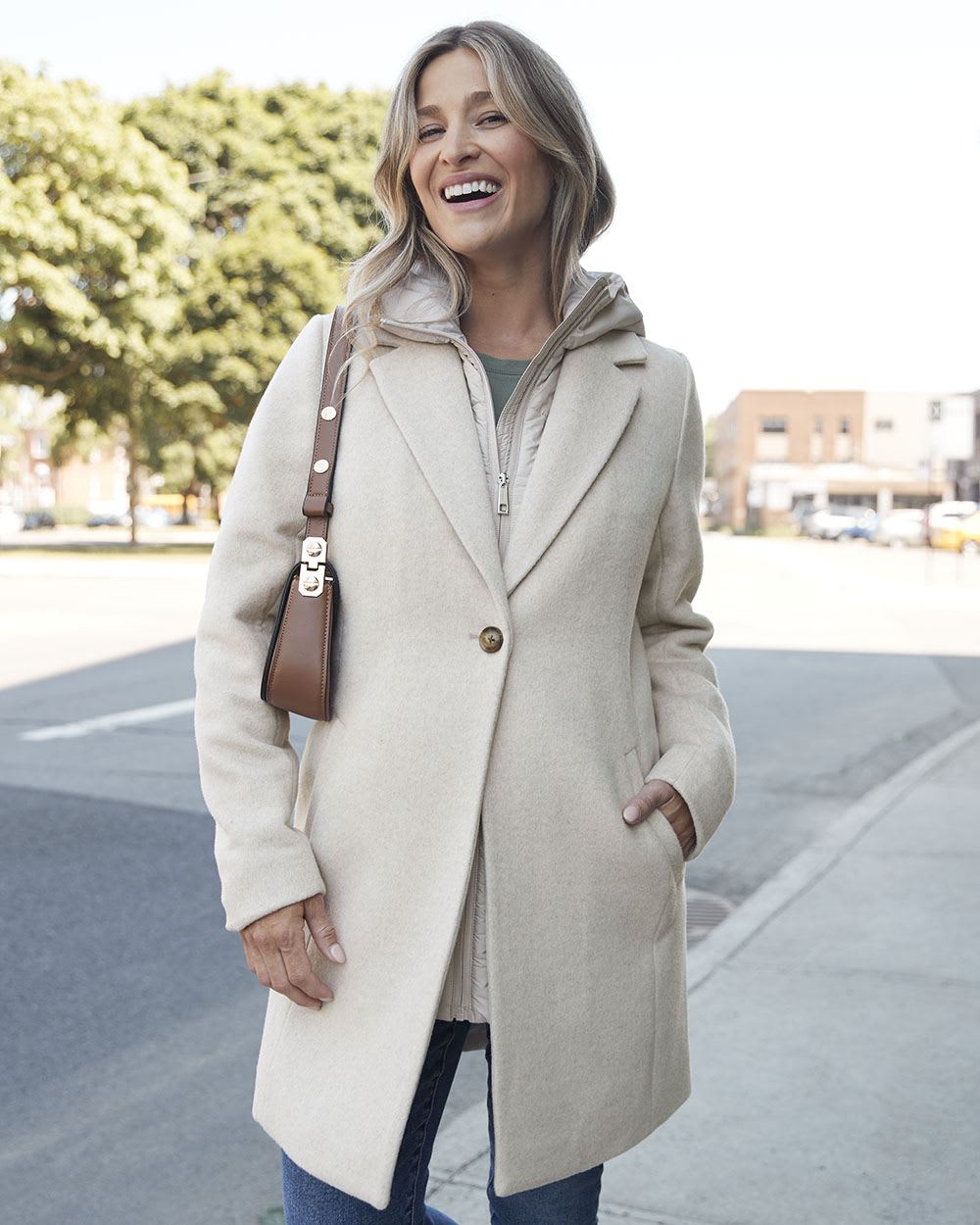 Classic Wool Jacket with Quilted Back - Thyme Maternity