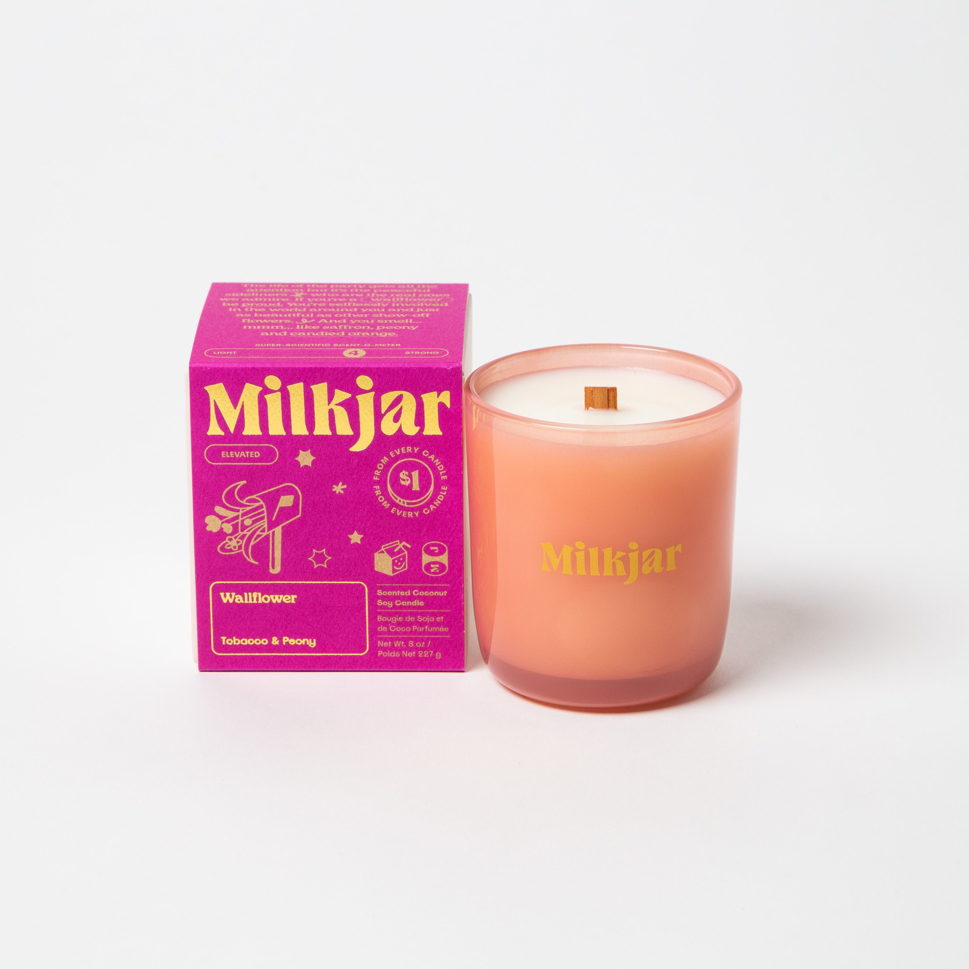 Milk Jar Wallflower Candle | Tobacco & Peony 8oz