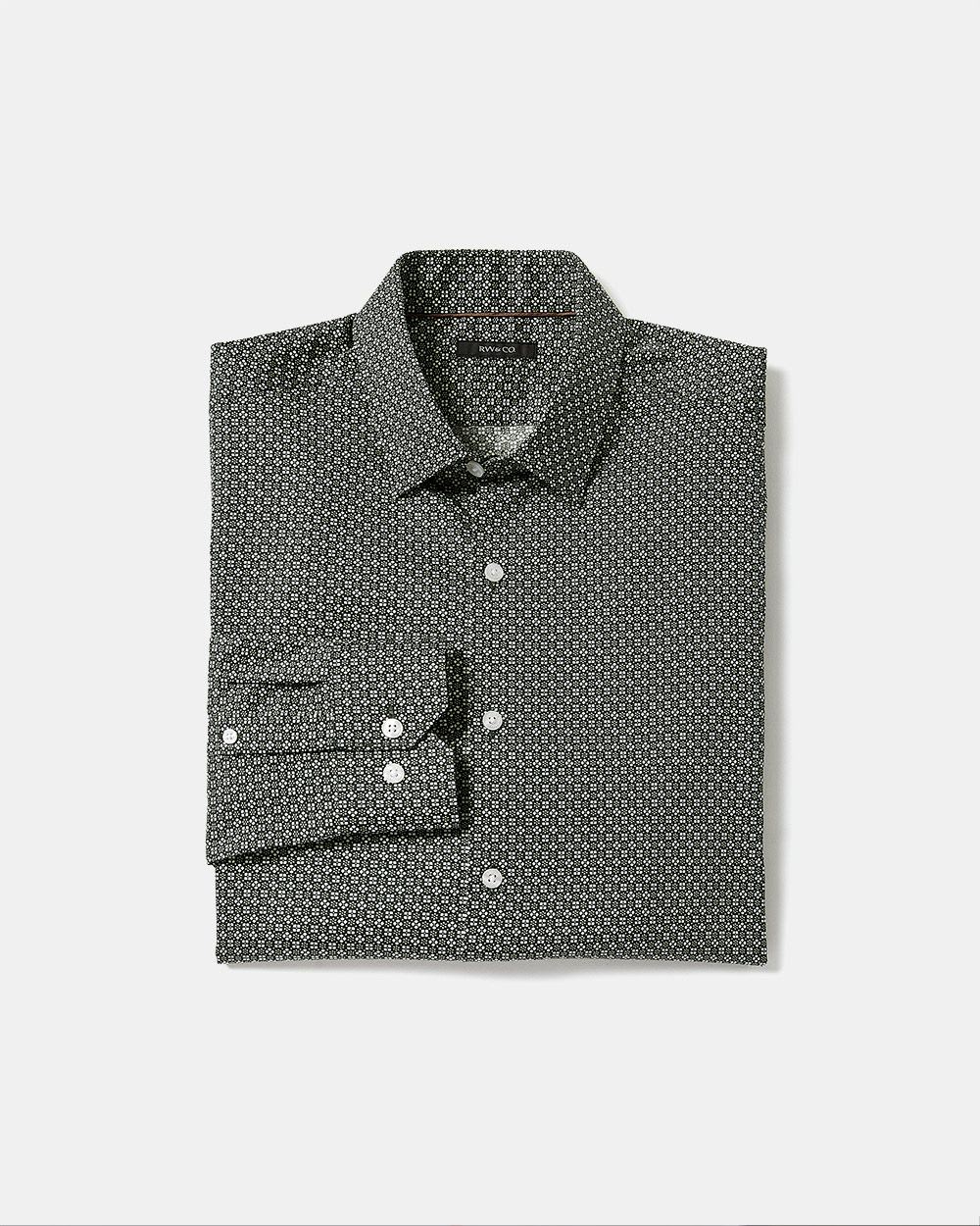 Tailored-Fit Dress Shirt with Geometric Floral Pattern