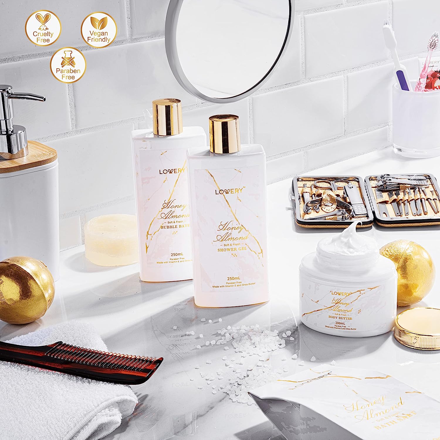 Lovery Aromatherapy Spa Gifts, 31pc Self Care Kit, Thank You Gifts, White Orchid Birthday Gifts