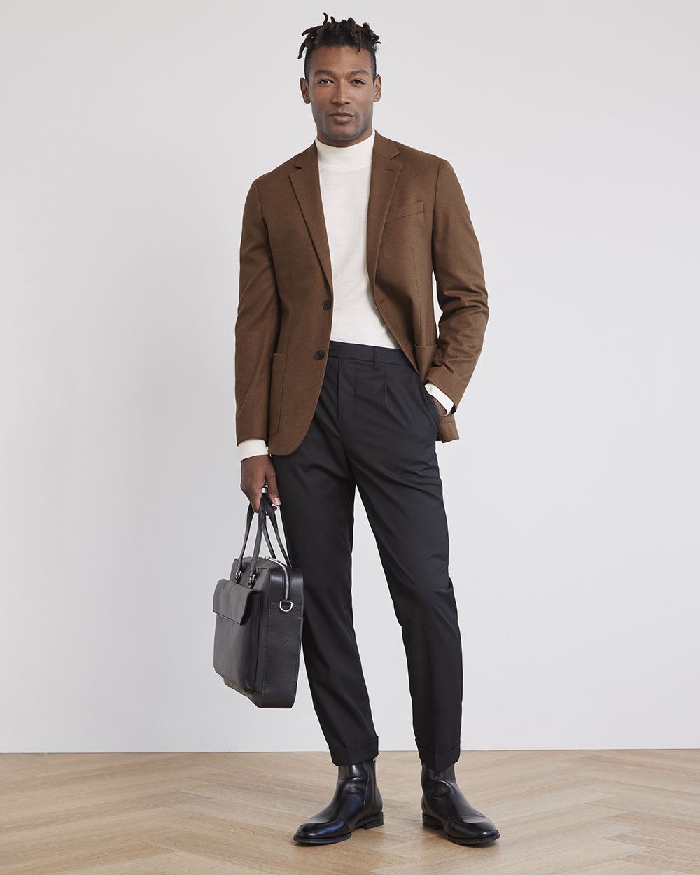 Slim-Fit Brushed Twill Cacao Blazer