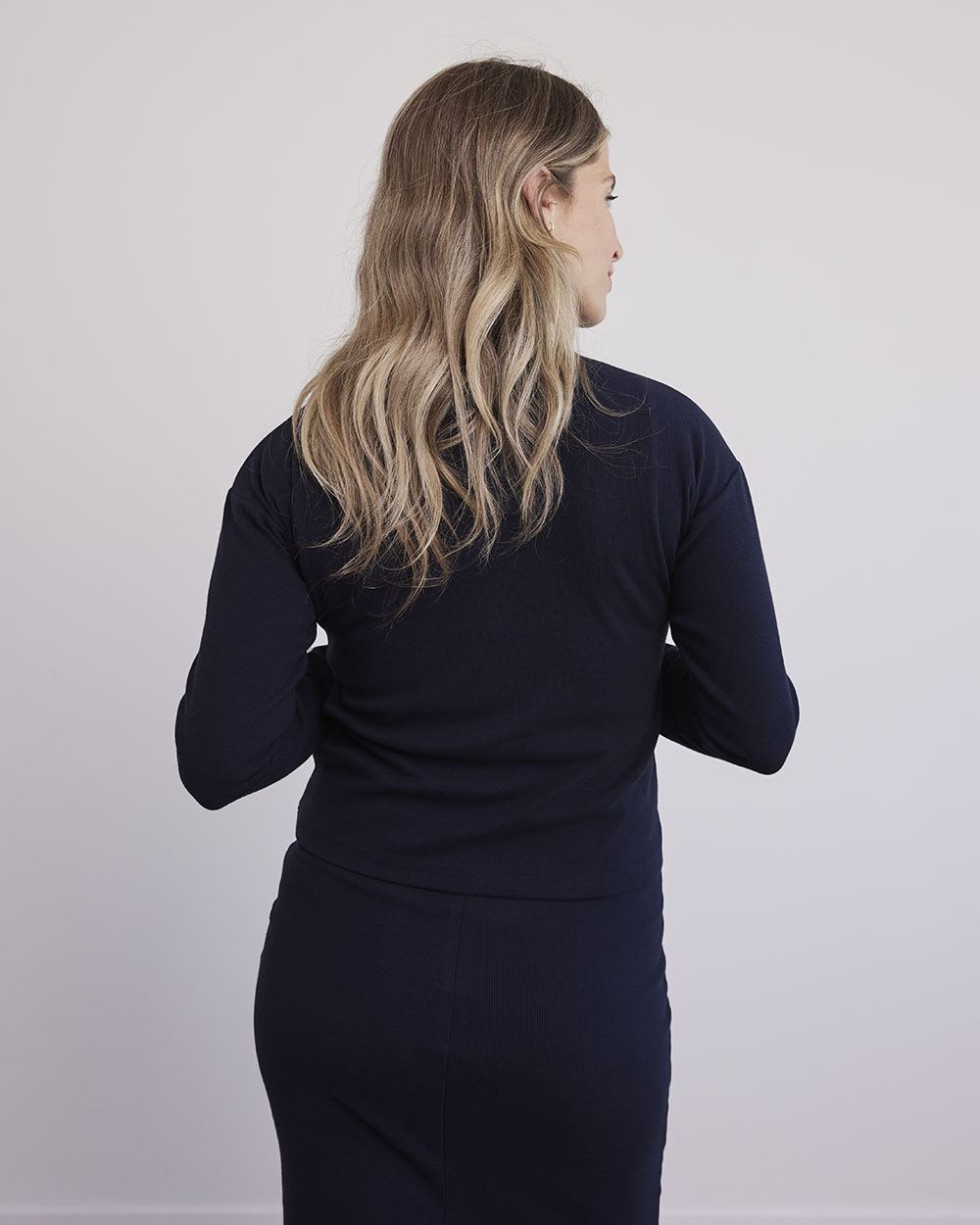 Blue Ribbed Sleeveless Dress and Long-Sleeve Top - Petit Lem