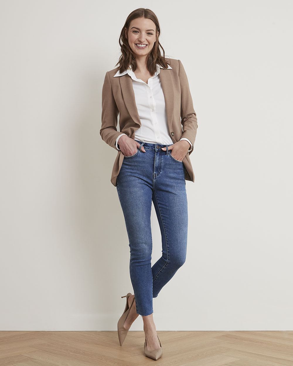 Vintage Medium-Wash High-Waisted Skinny Jeans - 28"