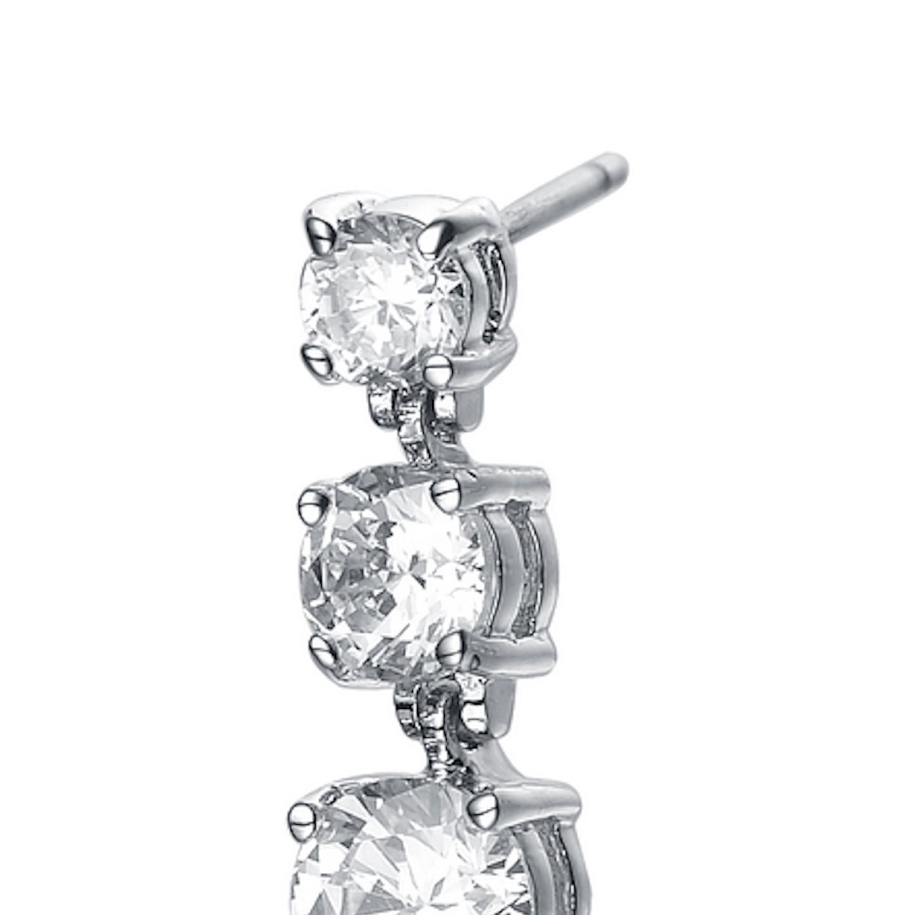 GV Sterling Silver Clear Cubic Zirconia Square Pyramid Earrings