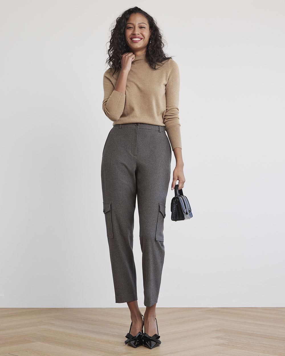 Long-Sleeve Mock-Neck Cashmere-Blend Sweater