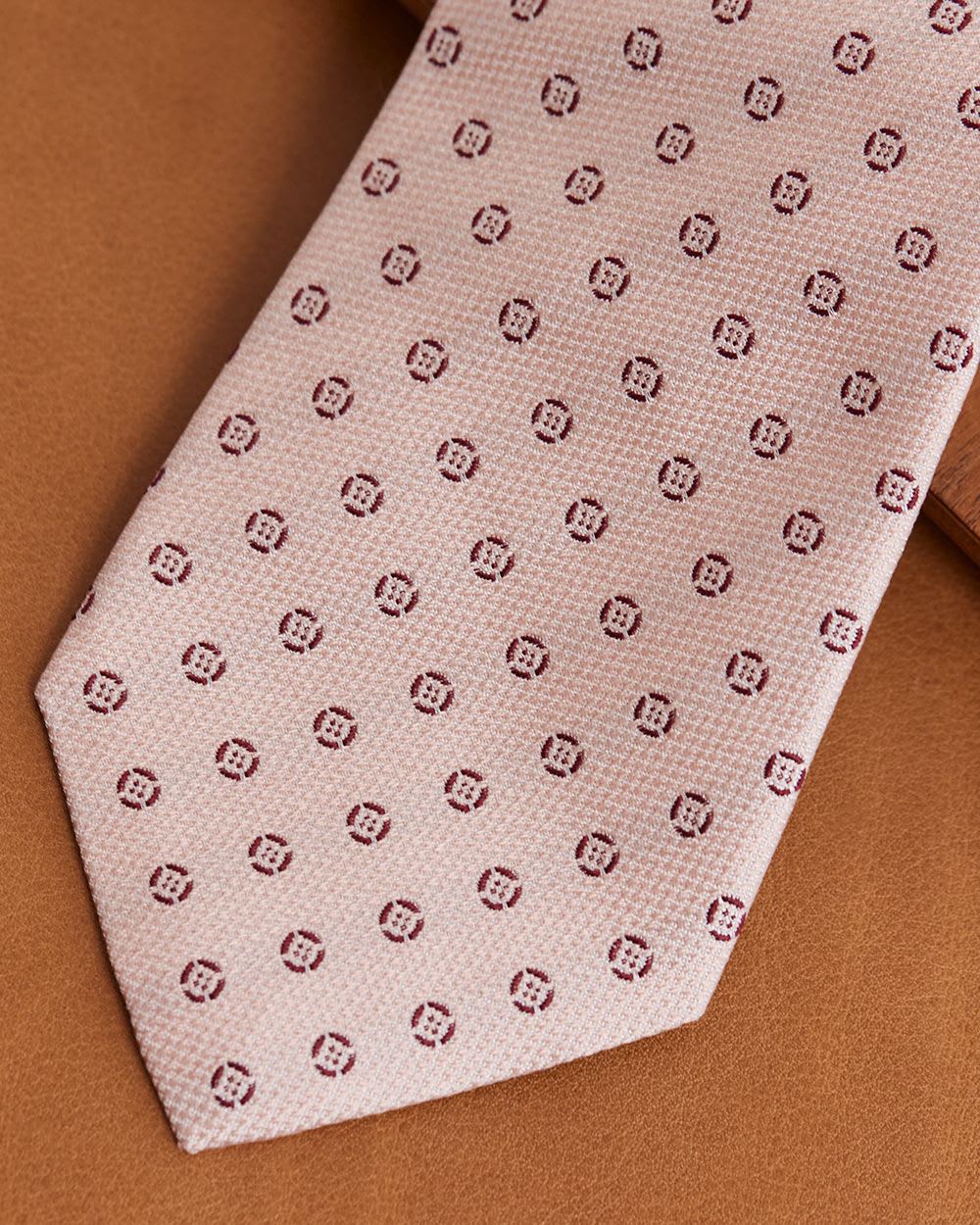 Pink Regular Tie with Geometric Pattern