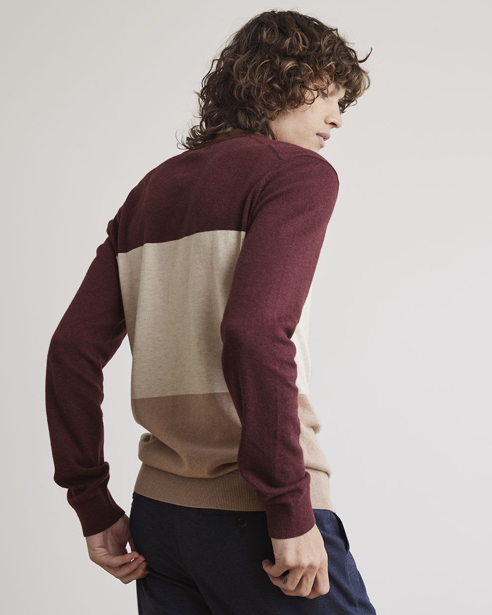 Crew-Neck Sweater with Colour Blocks