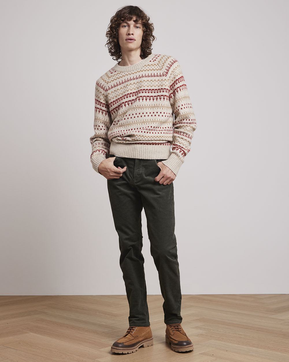 Solid Slim-Fit Corduroy Pants