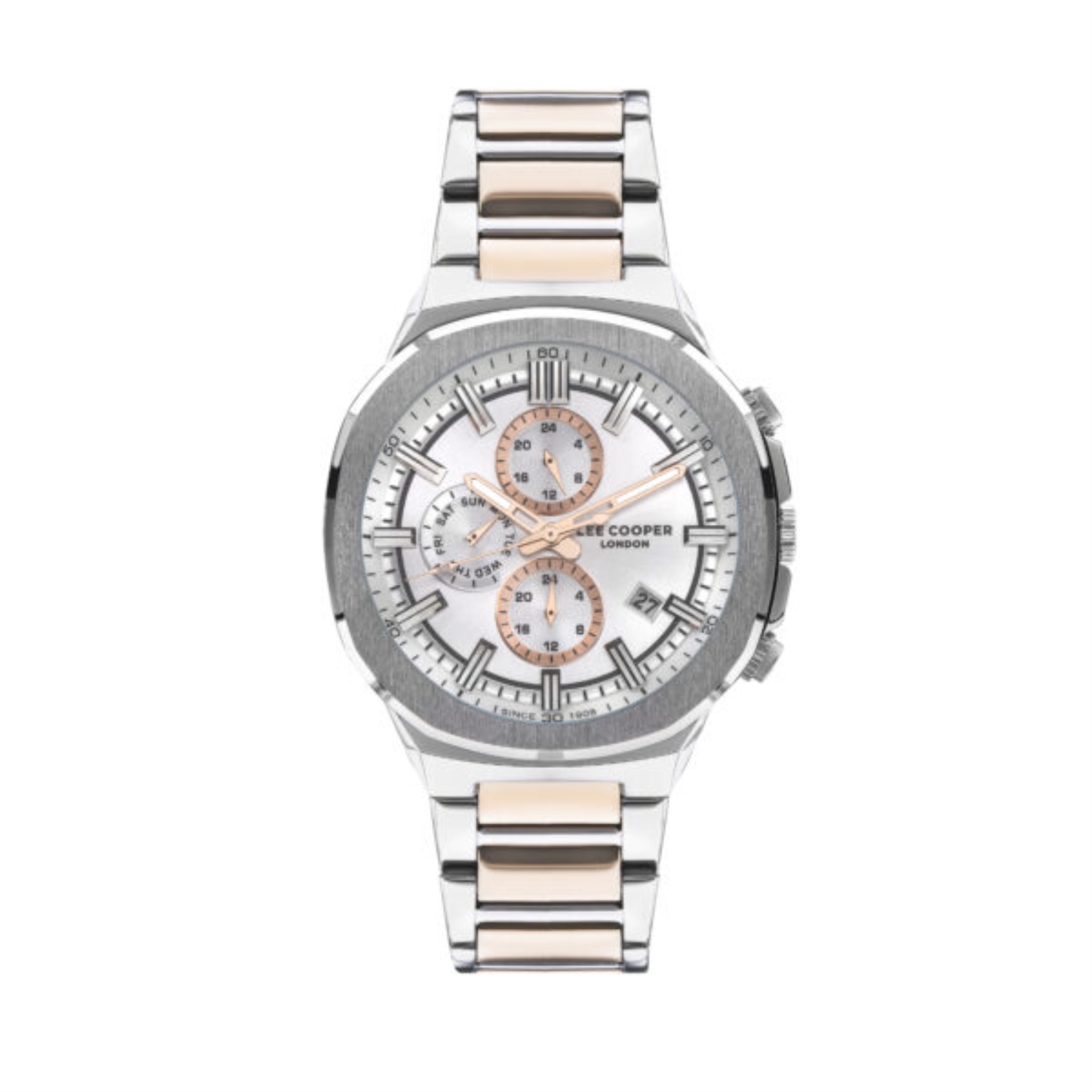 LEE COOPER-Men's Silver 45mm watch w/Black Dial