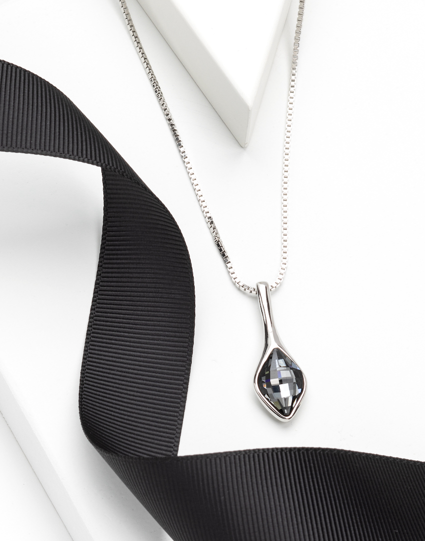 Rhodium Plated Crystal Marquis Pendant Necklace in erinite - callura
