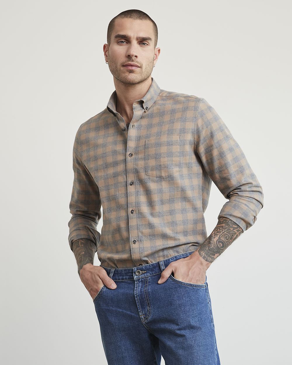 Slim-Fit Plaid Flannel Shirt
