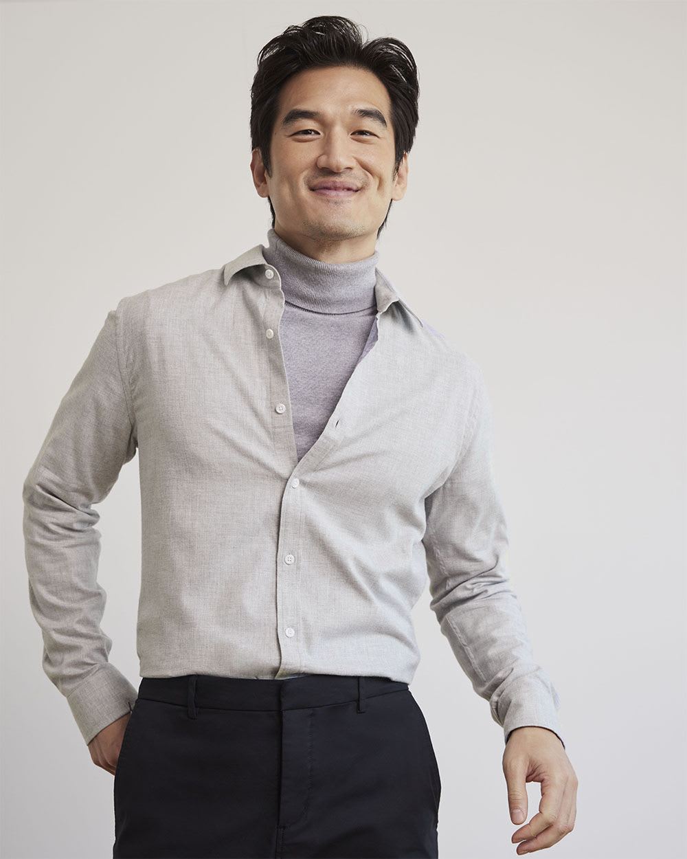 Slim-Fit Solid Flannel Shirt