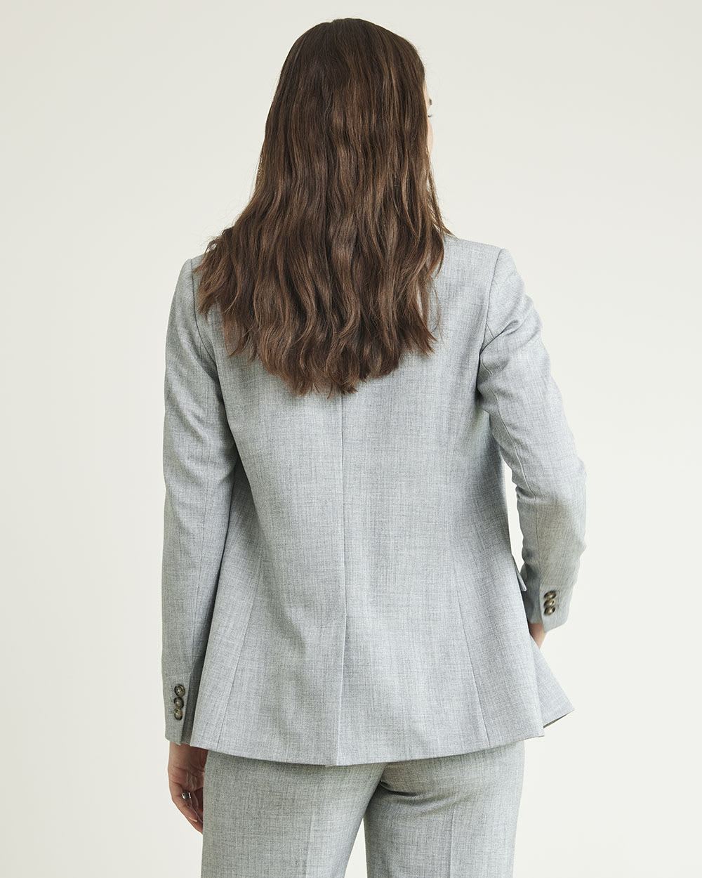 Light Grey Open Double-Breasted Blazer