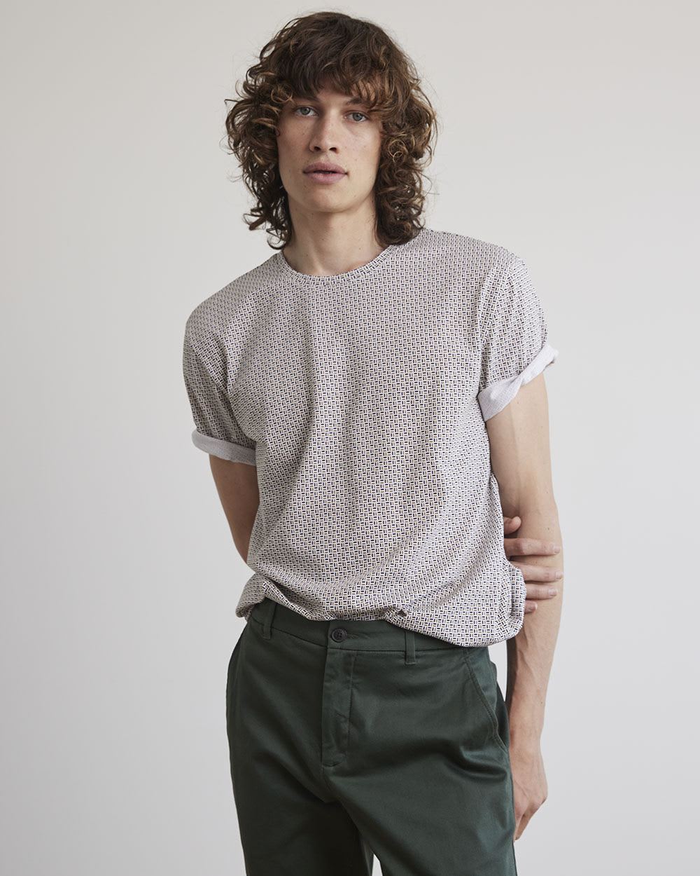 Short-Sleeve Crew-Neck Tee with All-Over Print