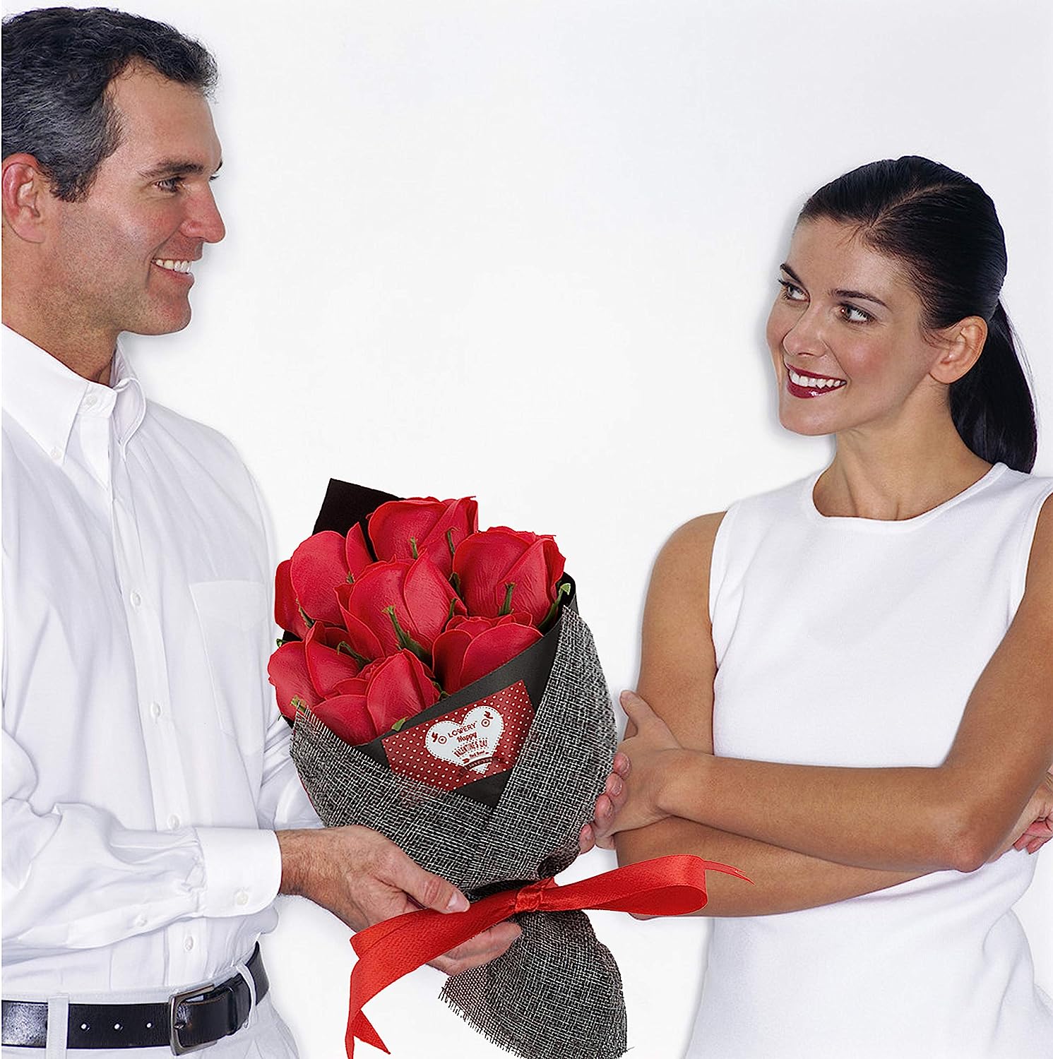 Lovery Bath & Body Gift Basket - Plant Essential Oil Home Set - Red Rose Petal Soaps