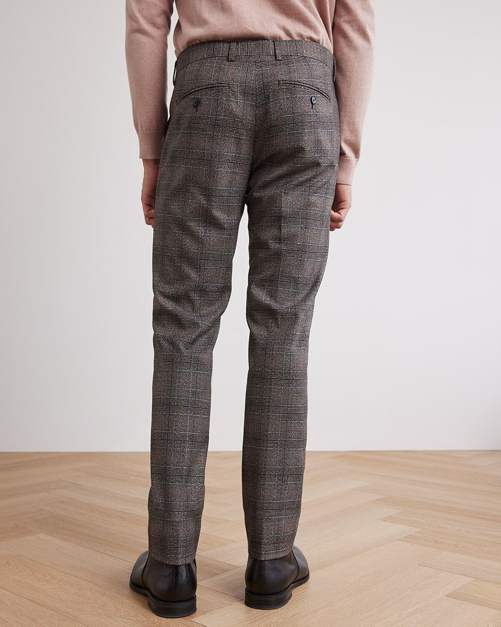 Slim-Fit Grey Checkered Suit Pant