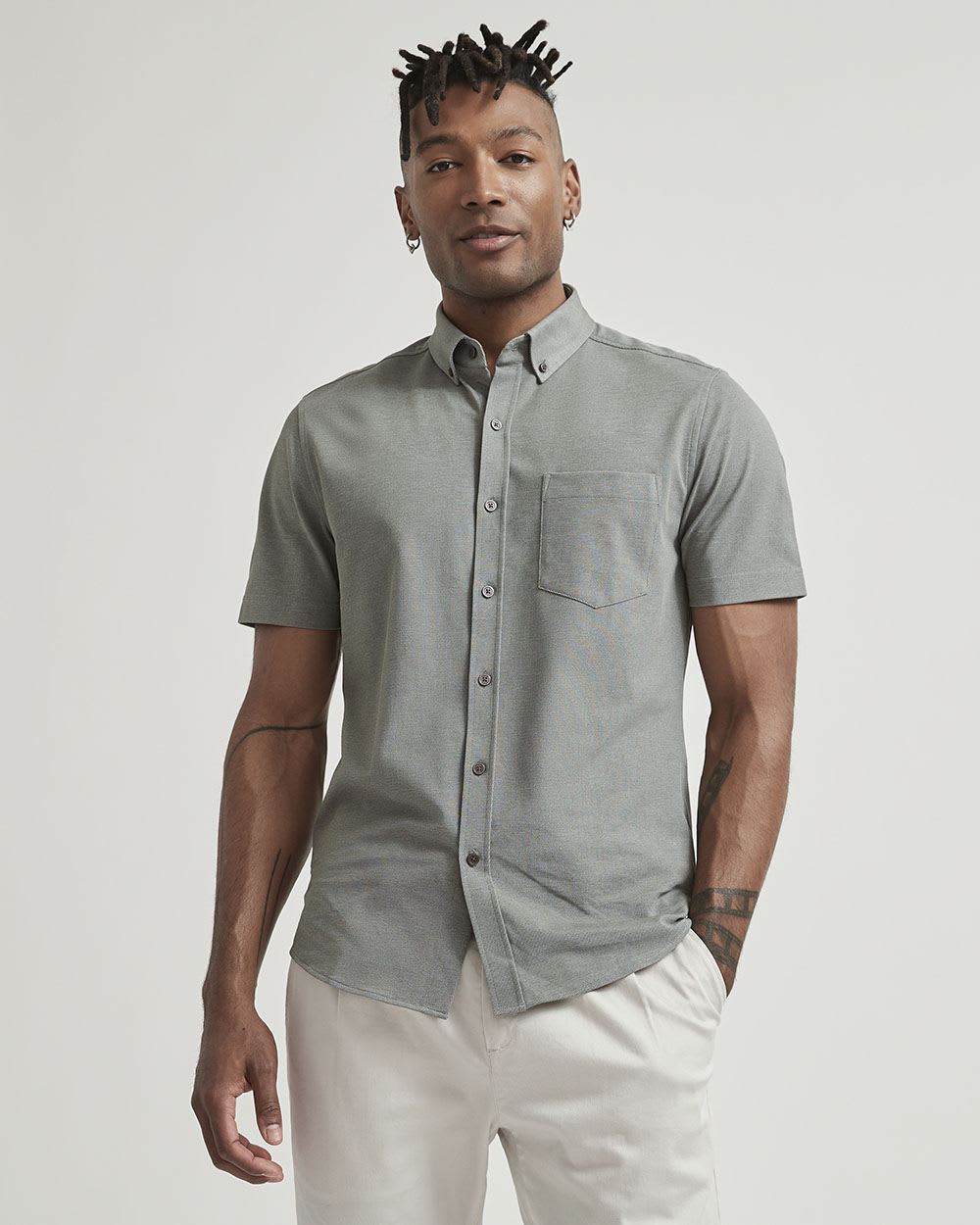 Two-Tone Short Sleeve Knit Shirt