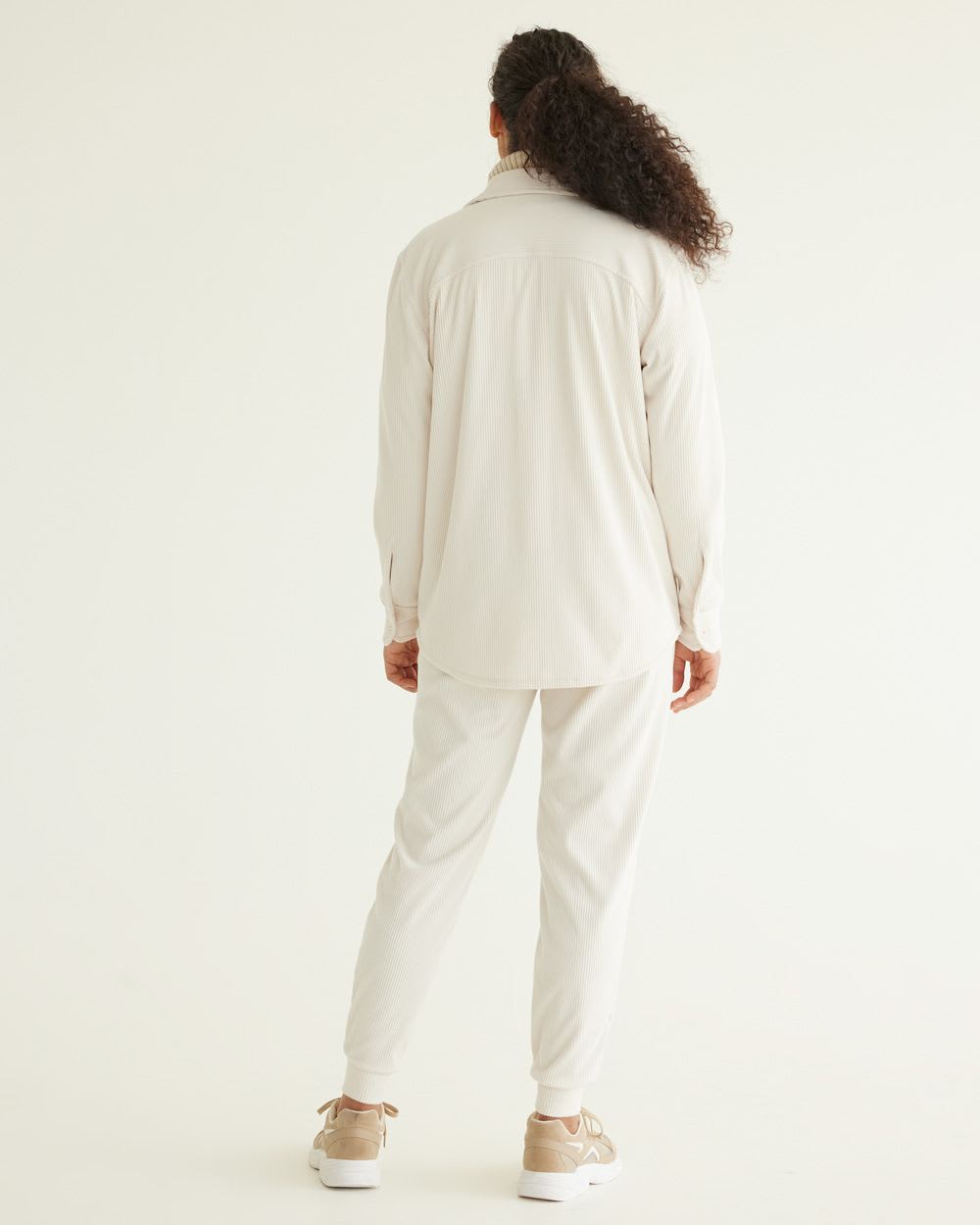 Long-Sleeve Velvet Ottoman-Knit Shirt - Hyba