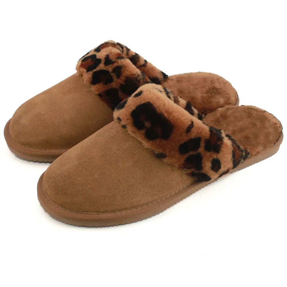 Eastern Counties Leather - Womens/Ladies Grace Leopard Print Sheepskin Slippers
