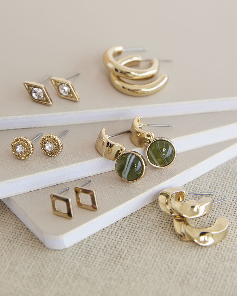 Hoops and Stud Earrings, Set of 6