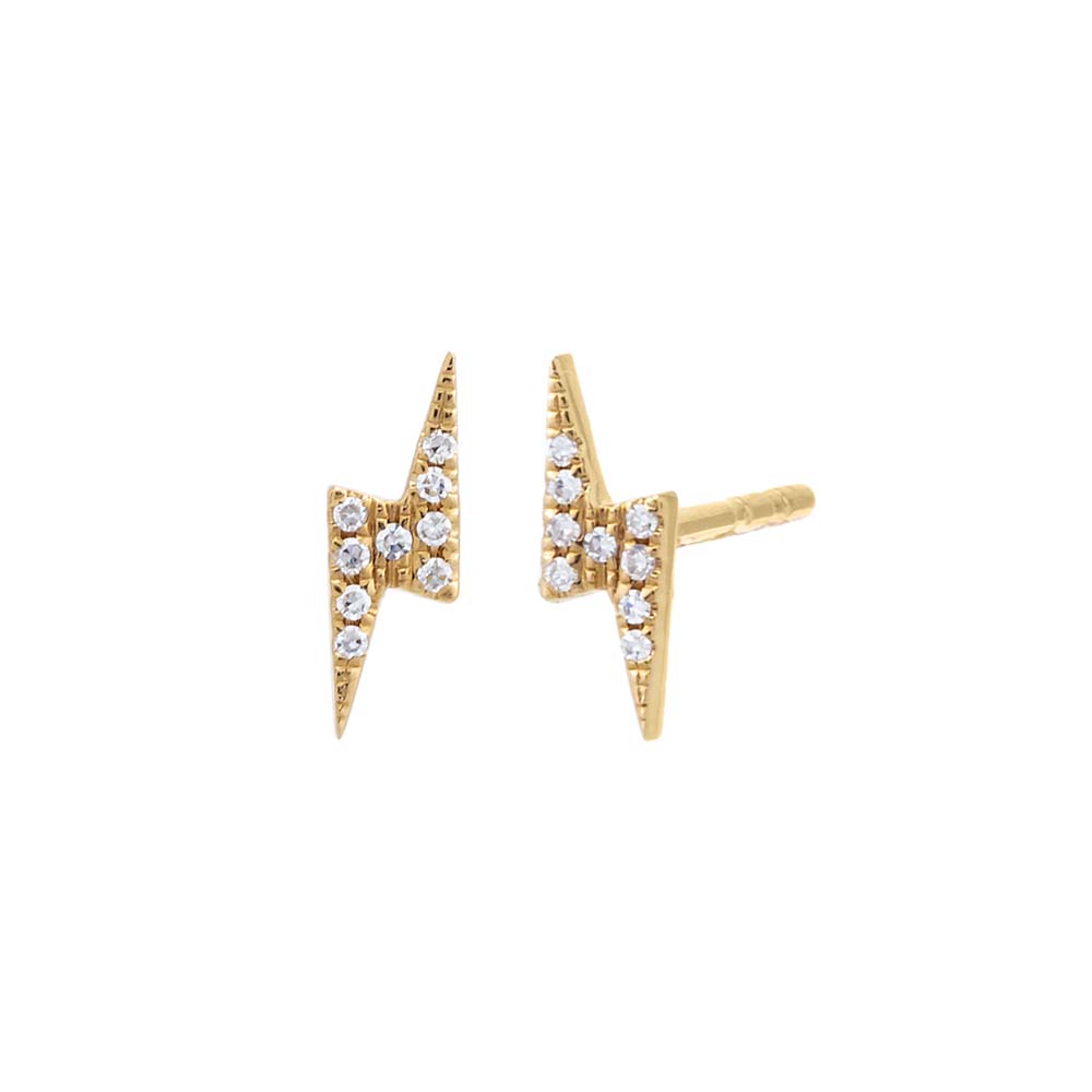 By Adina Eden -DIAMOND PAVE LIGHTNING BOLT STUD EARRING 14K - 14K GOLD