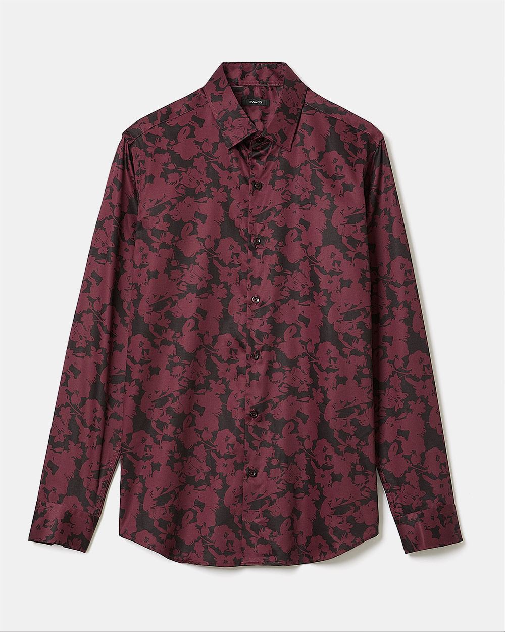 Tailored-Fit Dress Shirt with Bold Floral Pattern