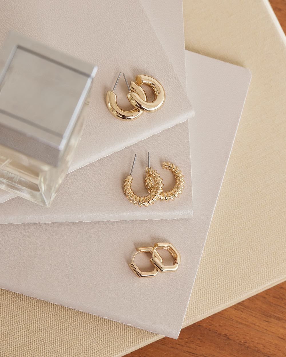 Golden Hoops - 3 Pairs