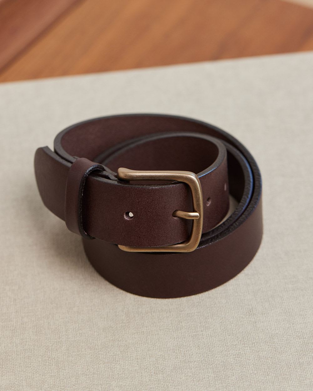Brown Leather Belt with Square Buckle