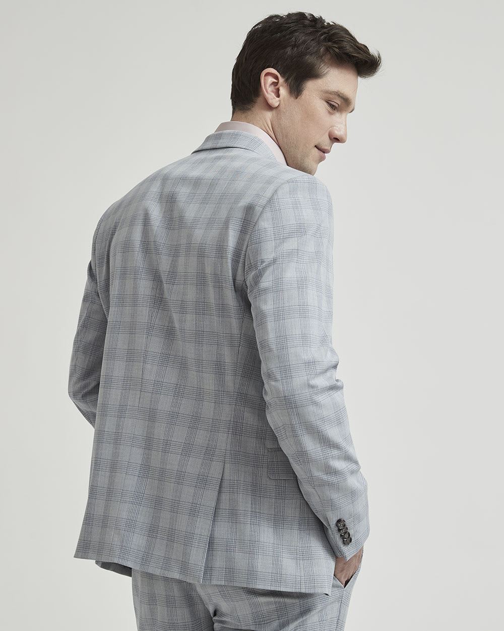 Slim Fit Checkered Grey Suit Blazer