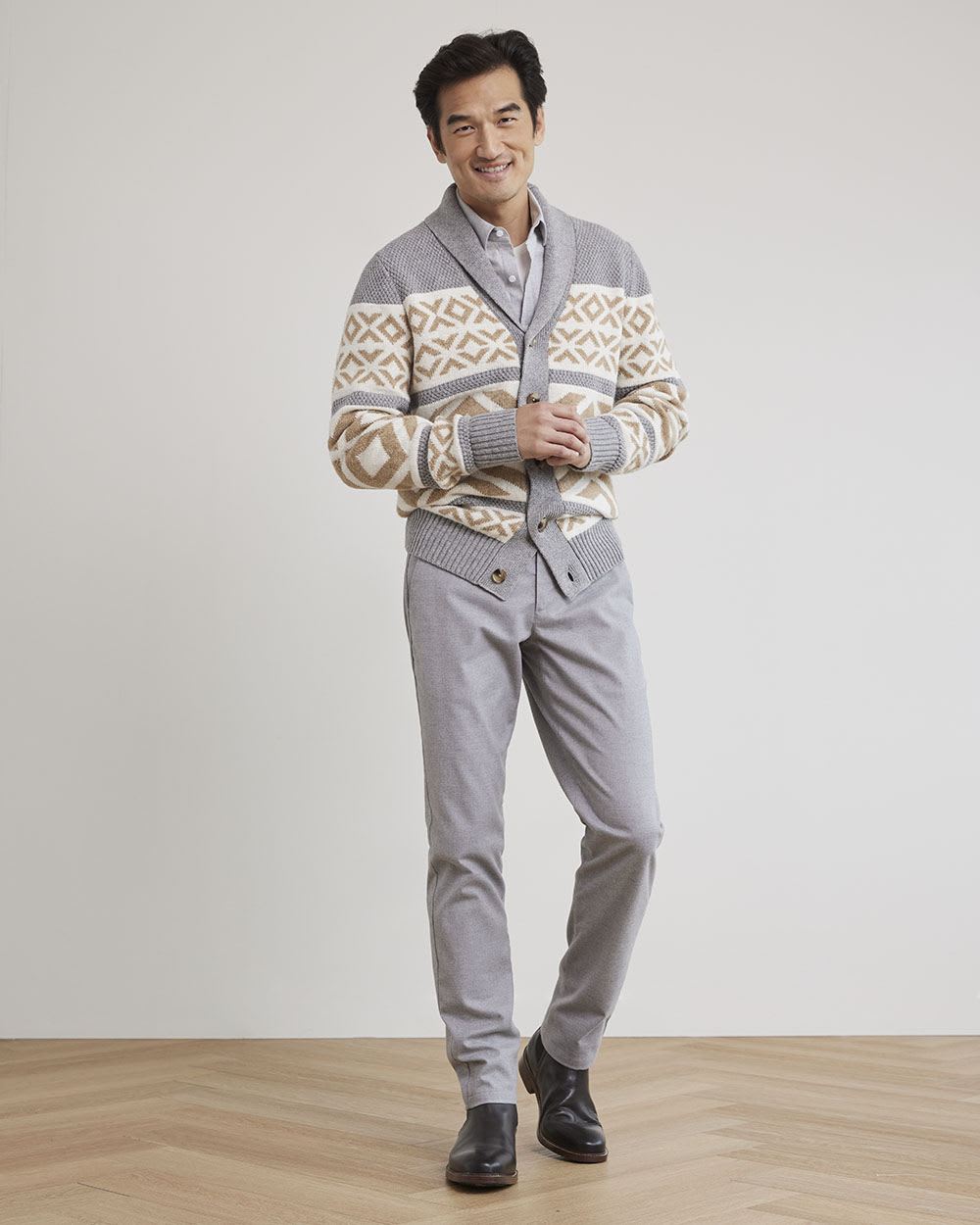 Solid Slim-Fit Brushed Pants